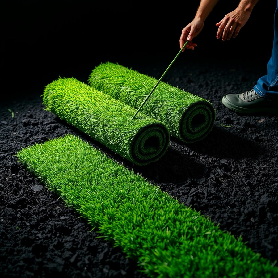 Fresh sod installation
